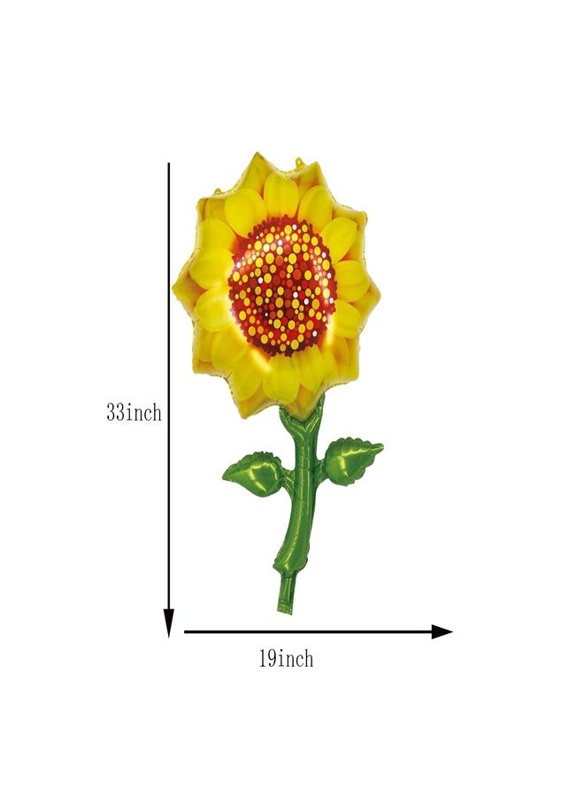CSTYWC 9PCS Yellow Sunflower Birthday Balloons Set Aluminum Foil Sunflower Shaped Mylar Balloons Gold Latex Balloonfor Sunflower Themed Party Wedding Decoration - Image 4